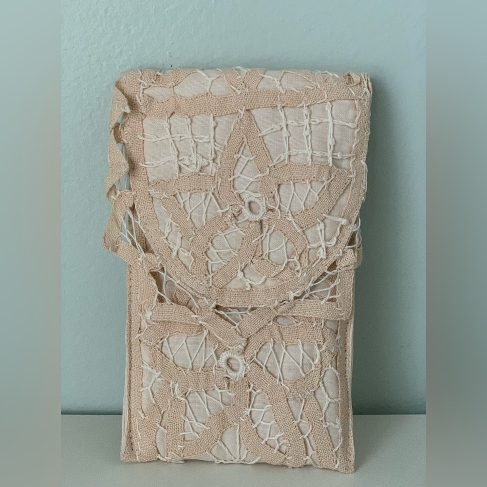 New vintage Victorian handmade lace cotton padded pouch